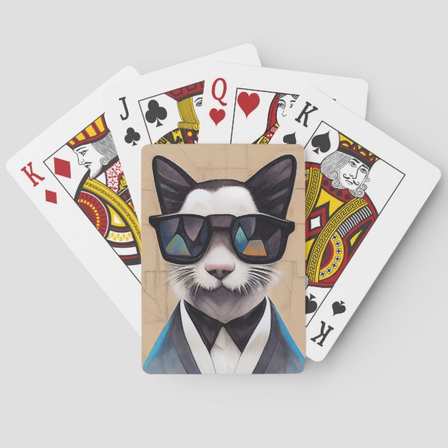 COOLE KATZE MIT SONNENKUNSTKARTEN SPIELKARTEN (Rückseite)