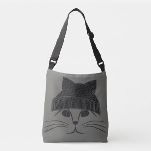 Coole Katze mit Wollhut Tragetaschen Mit Langen Trägern