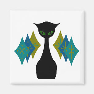 Coole Katze Mitte Jahrhundert Moderner Retro-Kühls Magnet