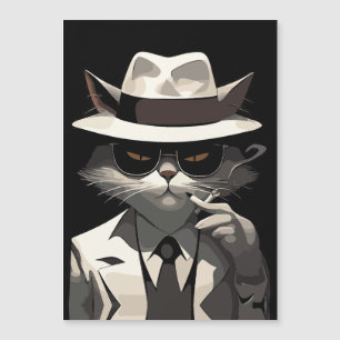 Coole Katze Noir: Suave und mysteriöse Feline Magnetkarte