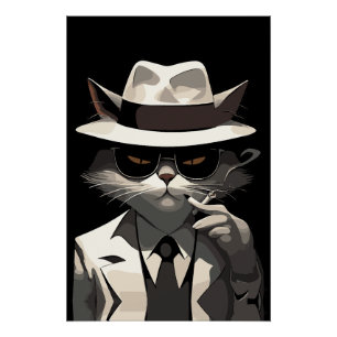 Coole Katze Noir: Suave und mysteriöse Feline Poster