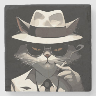 Coole Katze Noir: Suave und mysteriöse Feline Steinuntersetzer