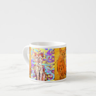 coole Katze popart Collage Espressotasse