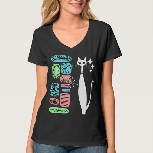 Coole Katze Retro Atomära MCM T-Shirt (Vorderseite)