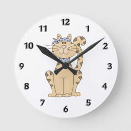Coole Katze Runde Wanduhr