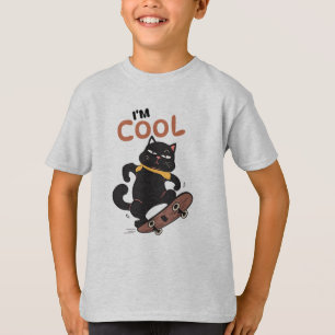 Coole Katze Skateboard – Lustige schwarze Katzen-I T-Shirt