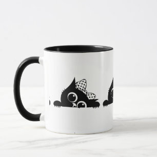 Coole Katze Süße schwarze Katze Punkte Schleife Ka Tasse
