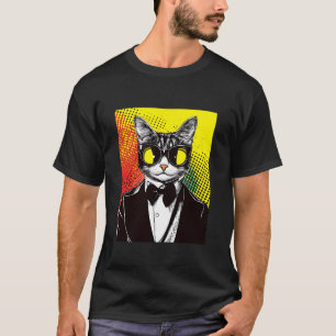Coole Katze trägt Anzug und Fliege Retro oder Vint T-Shirt