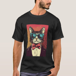 Coole Katze trägt Anzug und Fliege Retro oder Vint T-Shirt
