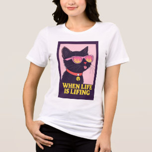 Coole Katze „Wenn das Leben dich aufhebt“ T-Shirt Tri-Blend Shirt