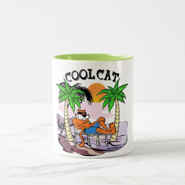 Coole Katze Zweifarbige Tasse (Mittel)
