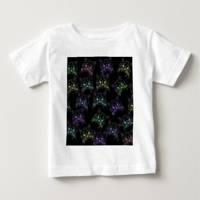 Coole Katzen auf Schwarz! mehrfarbige Katzen Baby T-shirt (Vorderseite)