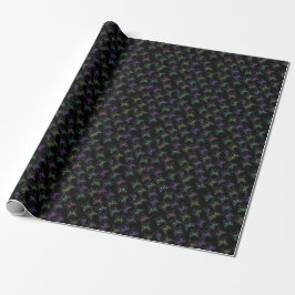 Coole Katzen auf Schwarz! mehrfarbige Katzen Geschenkpapier
