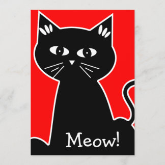 Coole Katzen Geburtstagsparty - Schwarzer Cartoon  Einladung