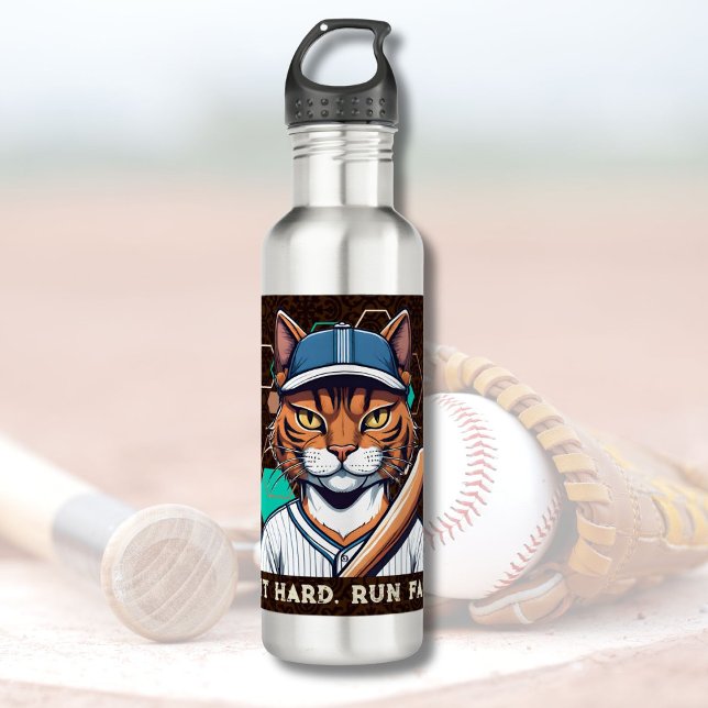 Coole Katzen Geschenke für Baseball-Spieler Liebes Edelstahlflasche (Cool Cat Gifts for Baseball Players Lovers Coaches)