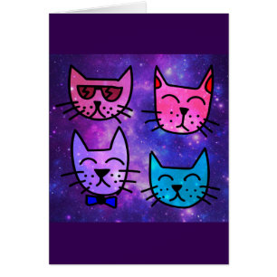 Coole Katzen-Gesichter auf einem Weltraumhintergru