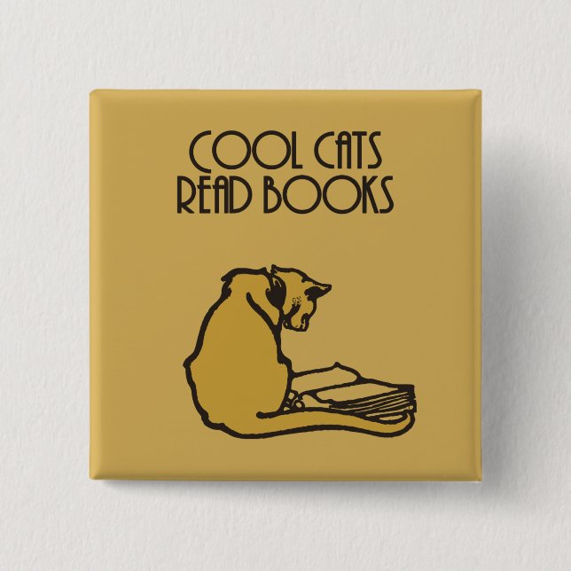 Coole Katzen lasen retro Art der Bücher Button (Vorderseite)