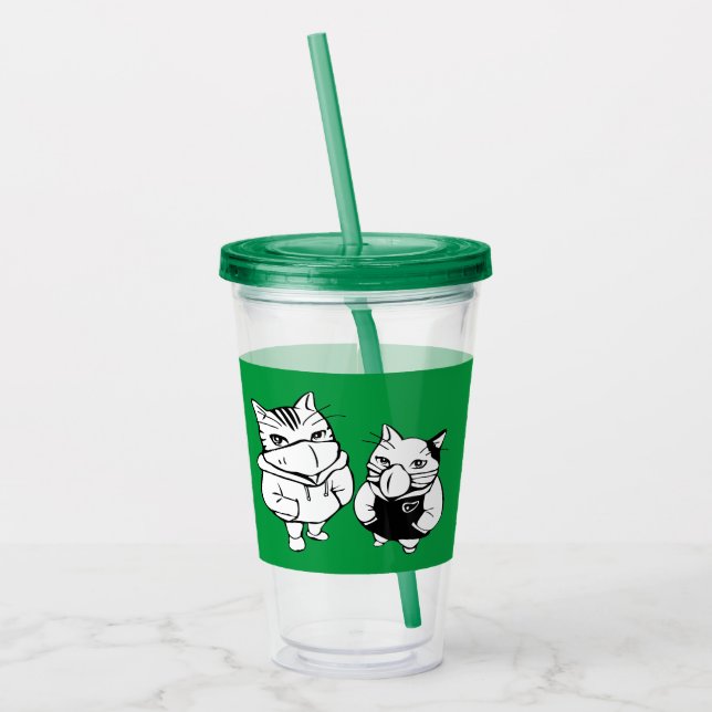 Coole Katzen-Linie Zeichnend Gesichtsmasken Acryltrinkbecher (Links)