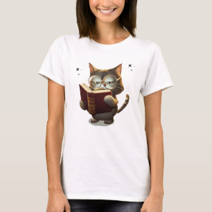 Coole Katzen mit Brille lesen T-Shirt