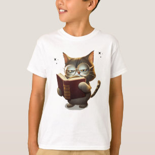 Coole Katzen mit Brille lesen T-Shirt