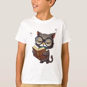 Coole Katzen mit Brille lesen T-Shirt