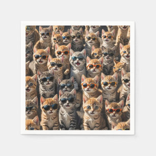 Coole Katzen mit Sonnenbrille Serviette