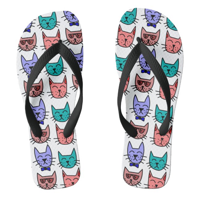 Coole Katzen mit Sonnenbrillen beugen Krawatten Flip Flops (Fußbett)