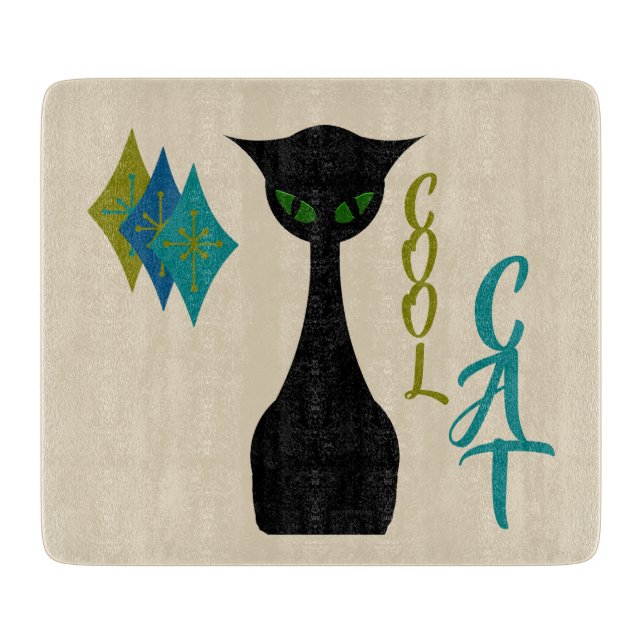Coole Katzen-Mitte des Jahrhunderts Retro Schneidebrett (Vorderseite)
