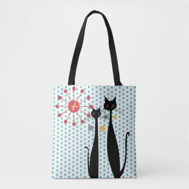 Coole Katzen-Mitte- des Jahrhundertsmoderne Tasche (Vorderseite)