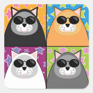 Coole Katzen-Quadrat-Aufkleber Quadratischer Aufkleber