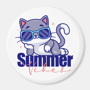 Coole Katzen Sommer Stimmung Magnet