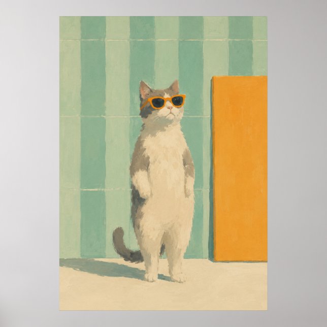 coole Katzen-Sommer-Vibes Poster (Vorne)