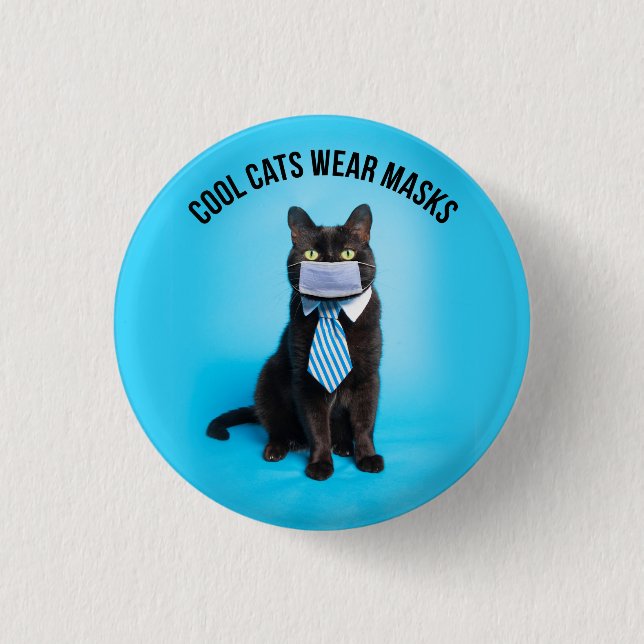Coole Katzen tragen Masken Button (Vorderseite)