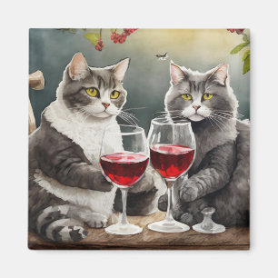 Coole Katzen trinken Wein Magnet! Magnet