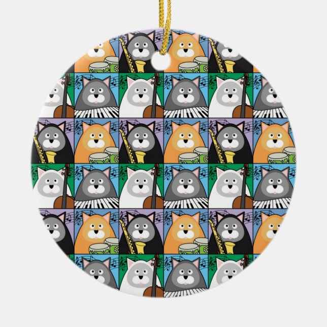 Coole Katzen-Verzierung Keramik Ornament (Vorne)