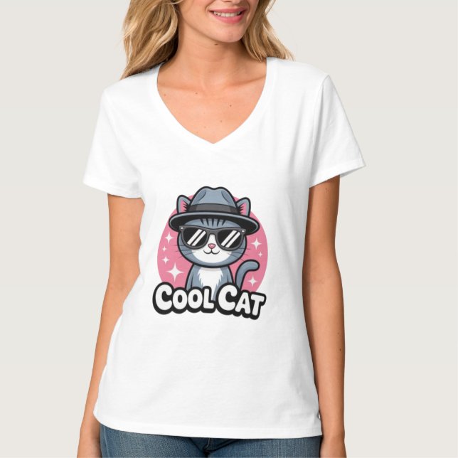 Coole Katzen-Vibes T-Shirt (Vorderseite)