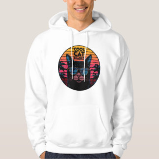 Coole Katzenbrille Vintage Synthwave Sonnenunterga Hoodie