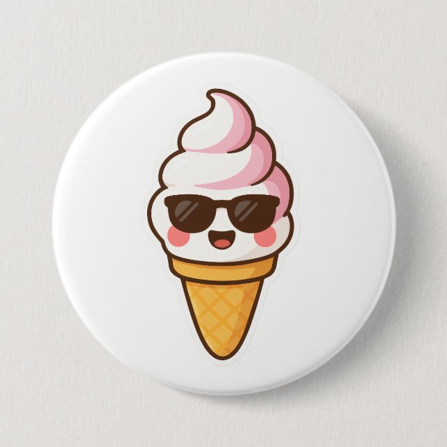 Coole Kawaii Ice Creme Button (Vorderseite)