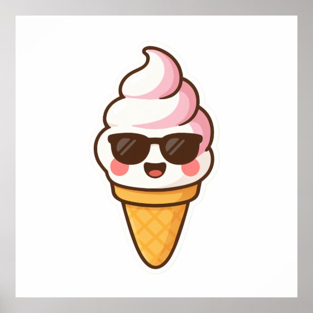Coole Kawaii Ice Creme Poster (Vorne)
