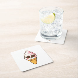 Coole Kawaii Ice Creme Rechteckiger Pappuntersetzer