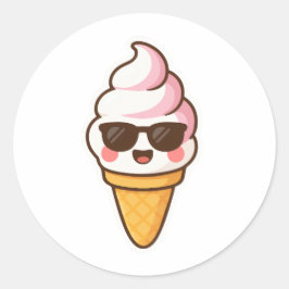 Coole Kawaii Ice Creme Runder Aufkleber