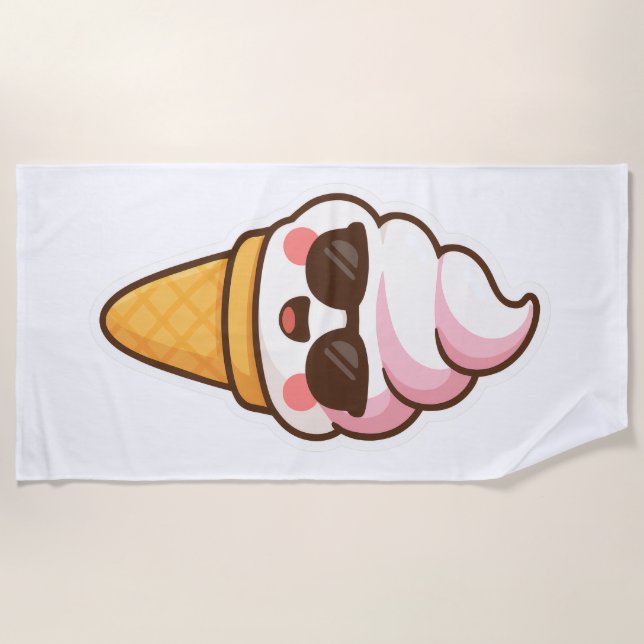 Coole Kawaii Ice Creme Strandtuch (Vorderseite)