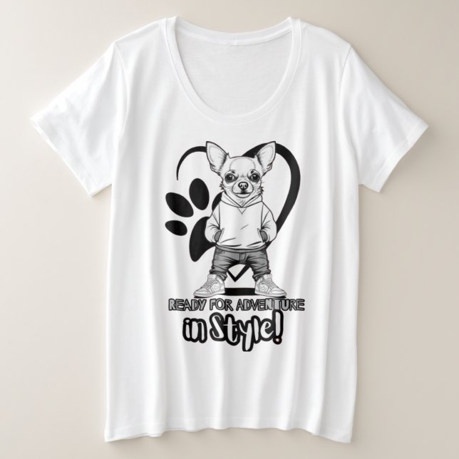 Coole Kicks, Cooler Junge: modischer Chihuahua Große Größe T-Shirt (Design vorne)