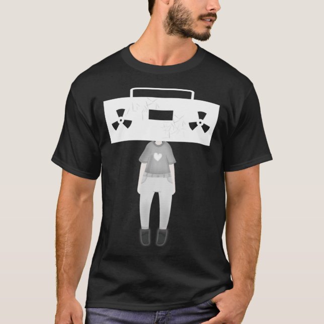 Coole Kid Boom Box Kopf mit Herz Outfit T-Shirt (Vorderseite)