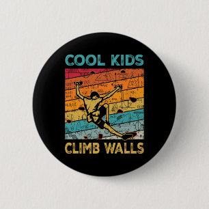 Coole Kids klettern an Wänden Extremesport Felskle Button