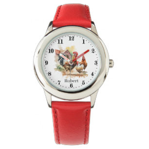 Coole Kids unisex Hähnchenfreunde tragen ihren Nam Armbanduhr