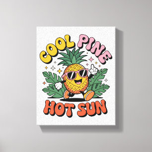 Coole Kiefer Heiße Sonne Retro Ananas Sommer Stimm Leinwanddruck