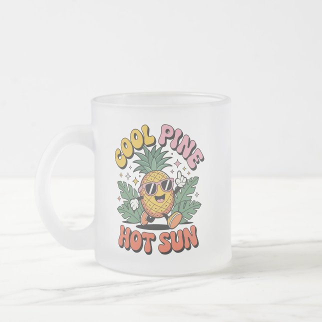Coole Kiefer Heiße Sonne Retro Ananas Sommer Stimm Mattglastasse (Links)