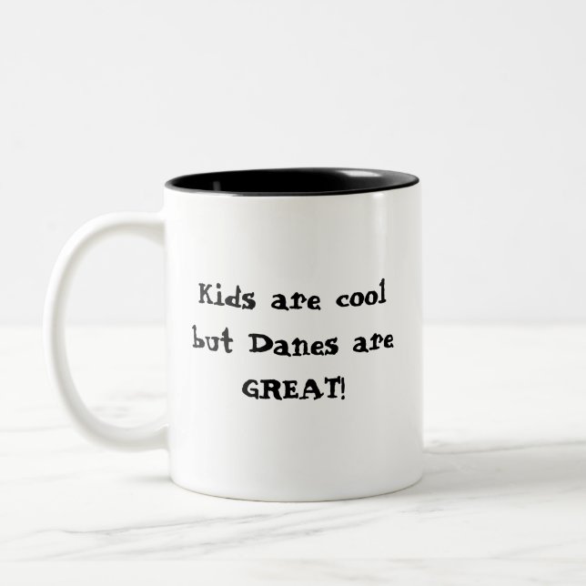 Coole Kinder, große Dänen Zweifarbige Tasse (Links)
