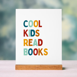 Coole Kinder Lesen Bücher Bücherregal Holzblock-Ze Acrylschild